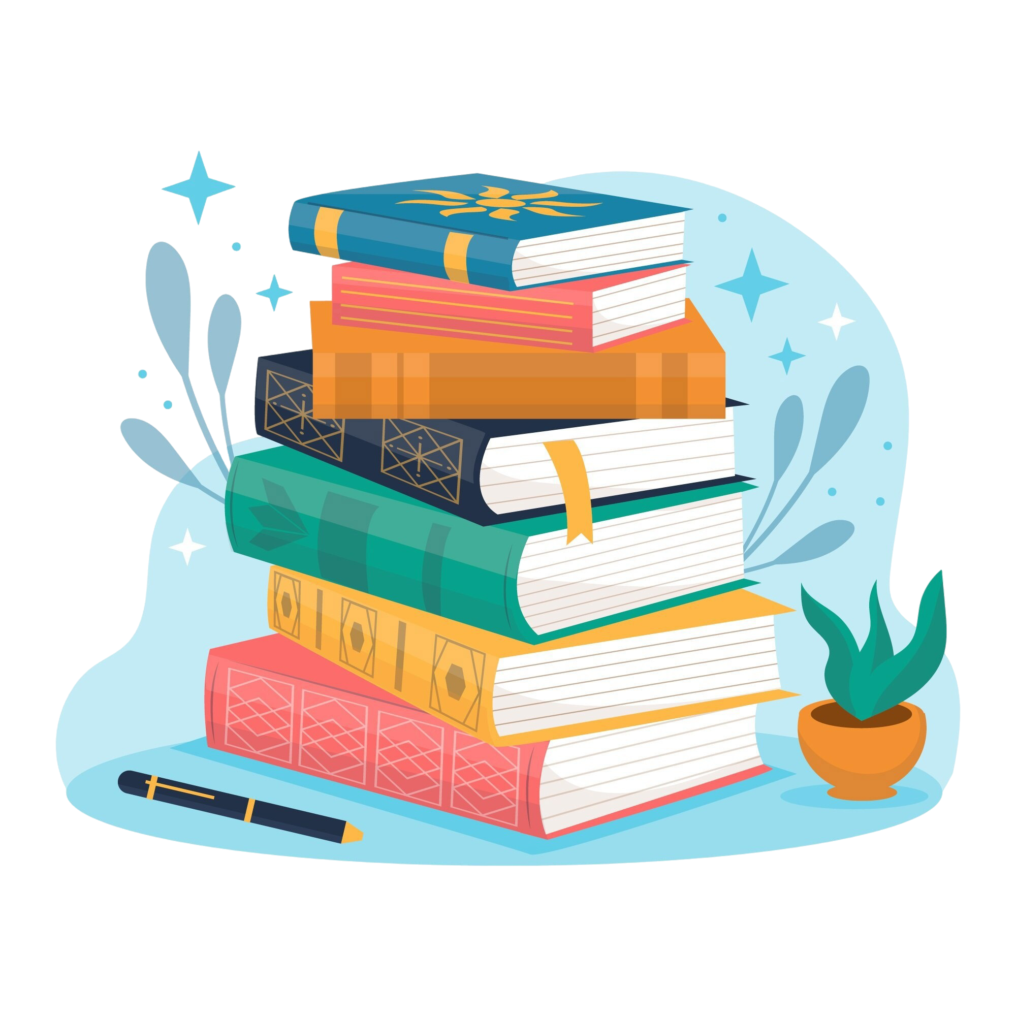 A stack of books representing Book Ghar